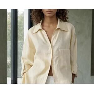 Lane Bryant 100% Silk Button Down Blouse ivory Size 14 Long Sleeve Shirt